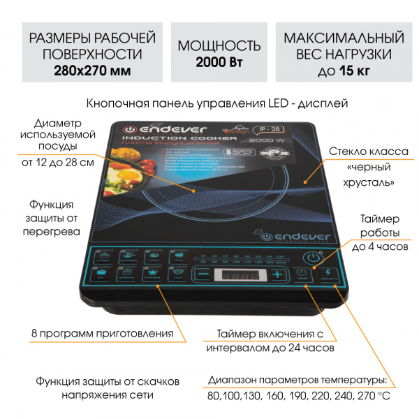 Индукционная плита ENDEVER Skyline IP-28