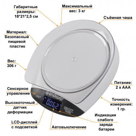 Весы кухонные электронные ENDEVER CHIEF-533