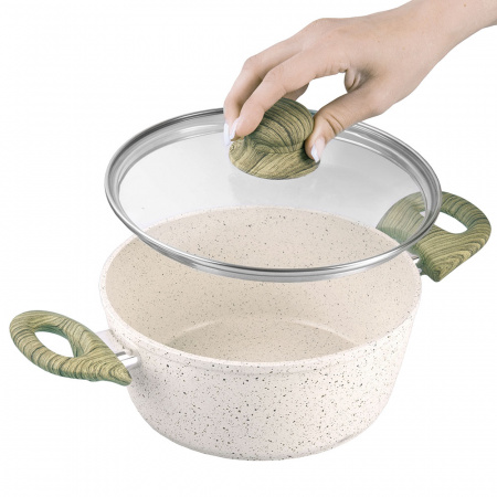 Кастрюля ENDEVER Stone-Beige-20C с крышкой ?20 см