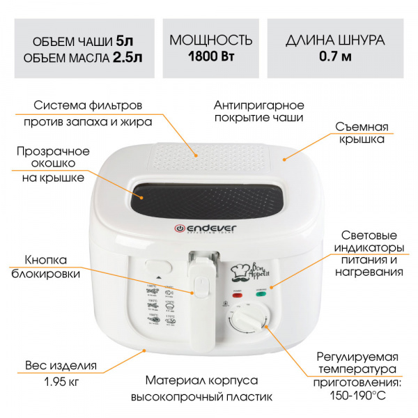 Электрическая фритюрница ENDEVER Skyline FR-111