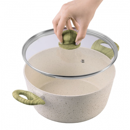 Кастрюля ENDEVER Stone-Beige-24C с крышкой ?24 см